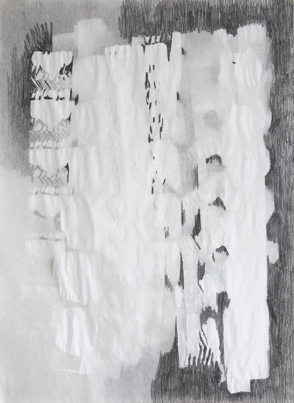 Carolina Koster / Where the light comes in_01 / Ink and graphite on both front and back of semi-transparant paper